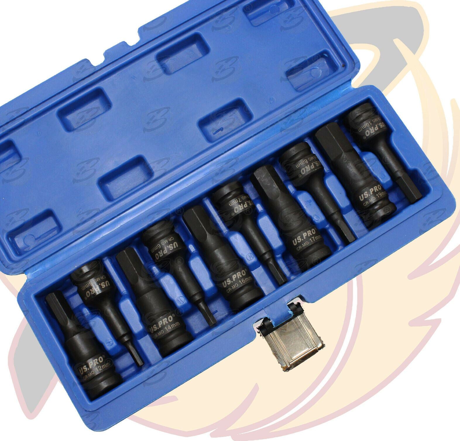 US Pro 10 Piece 1/2" Drive Impact Hex Bit Sockets H5 - H19  3637