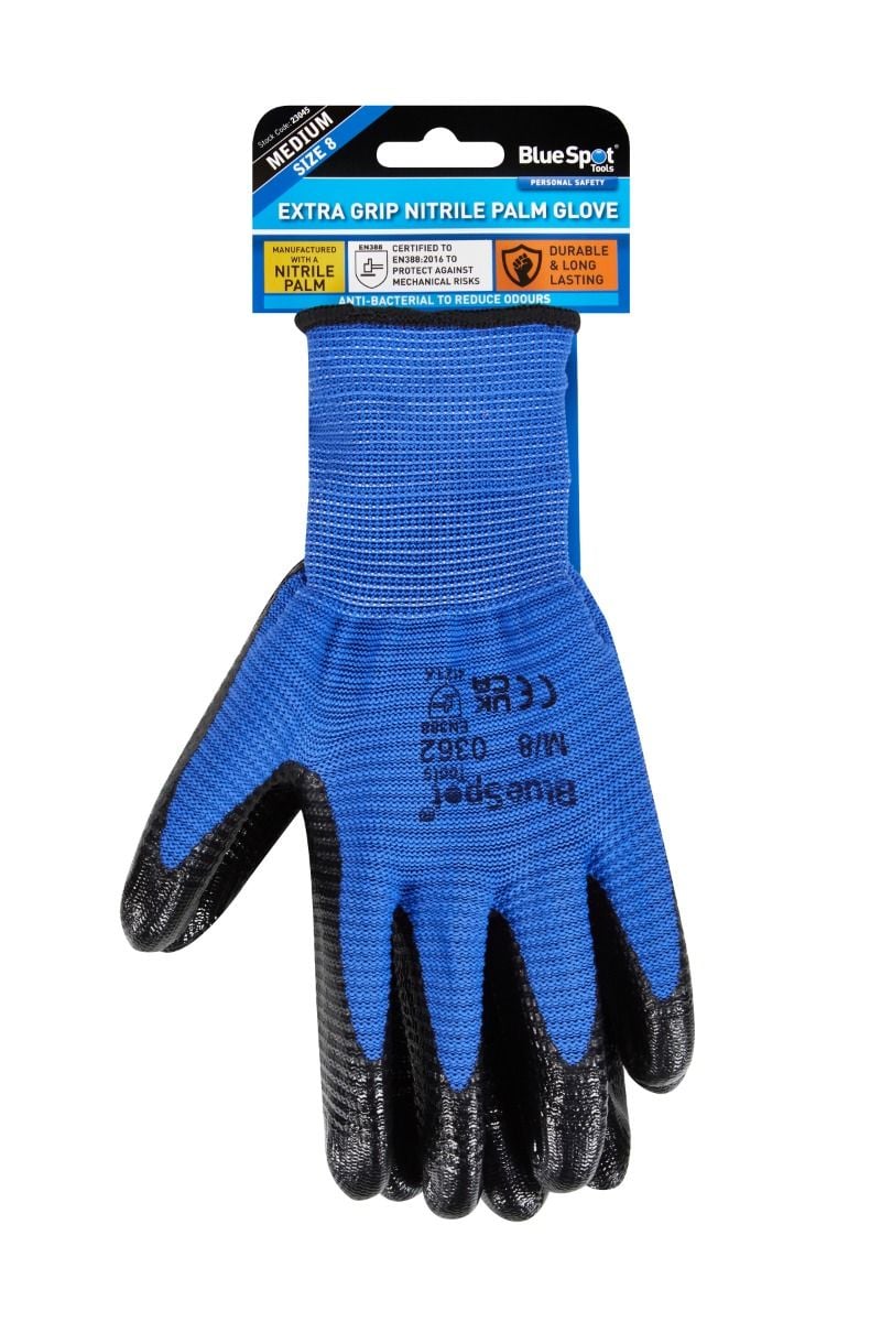 BlueSpot Extra Grip Nitrile Palm Gloves ( Medium )  23045
