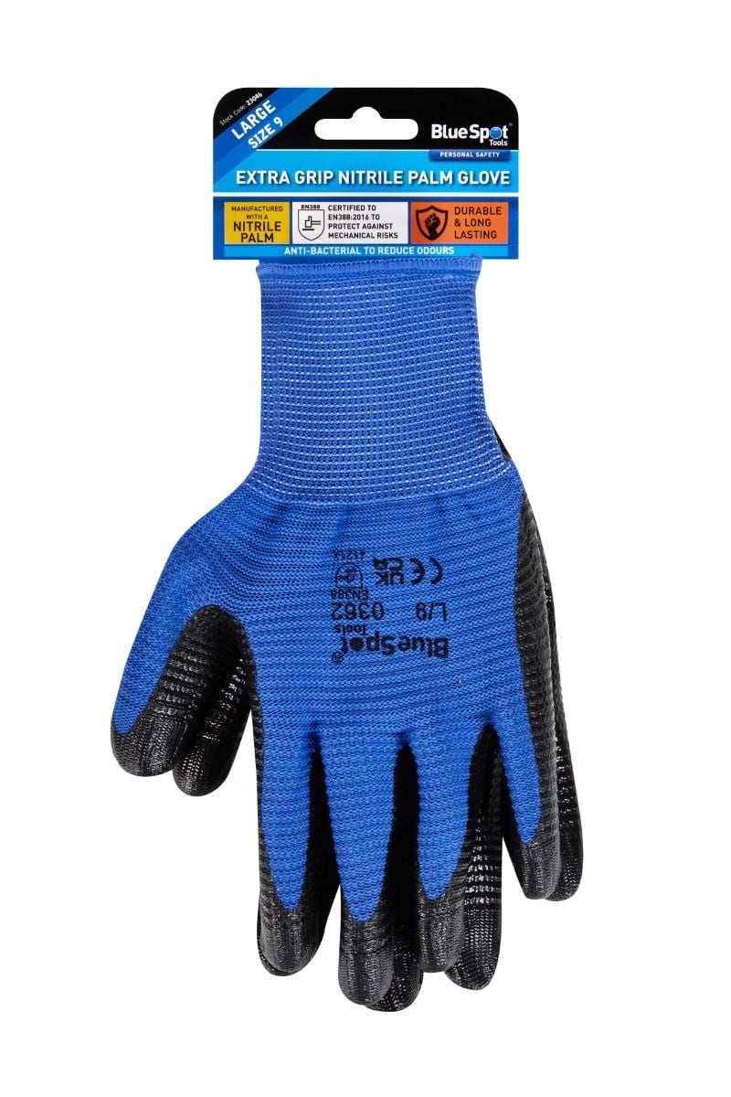 BlueSpot Extra Grip Nitrile Palm Gloves ( Large )  23046