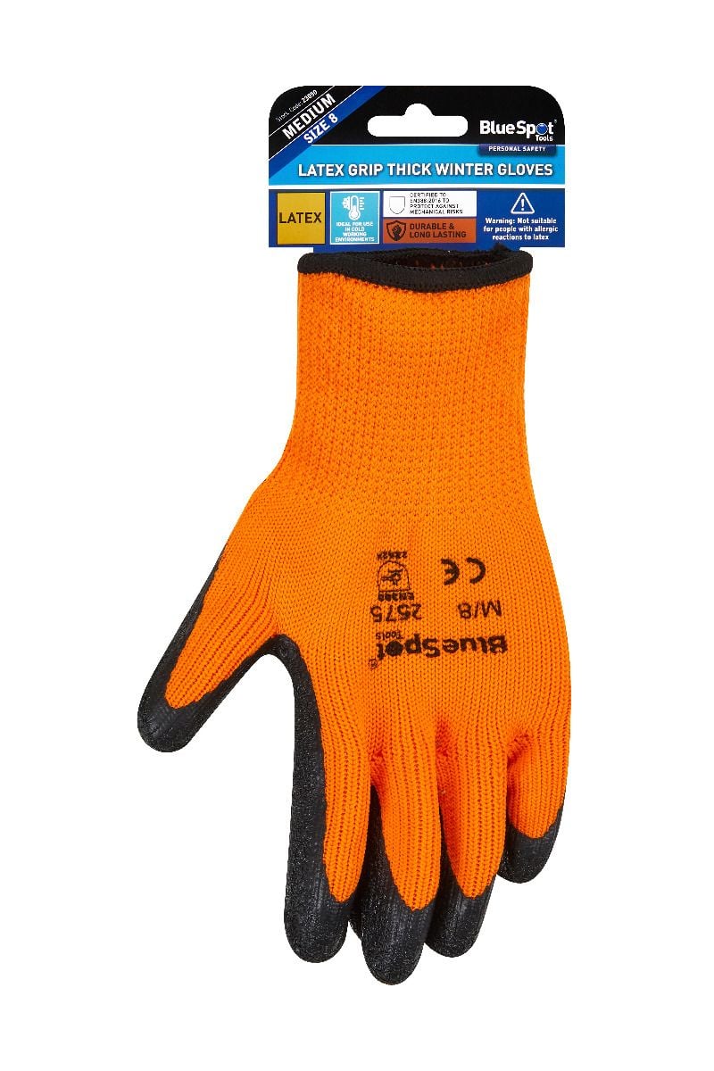 BlueSpot Latex Grip Thick Winter Gloves ( Medium )  23050