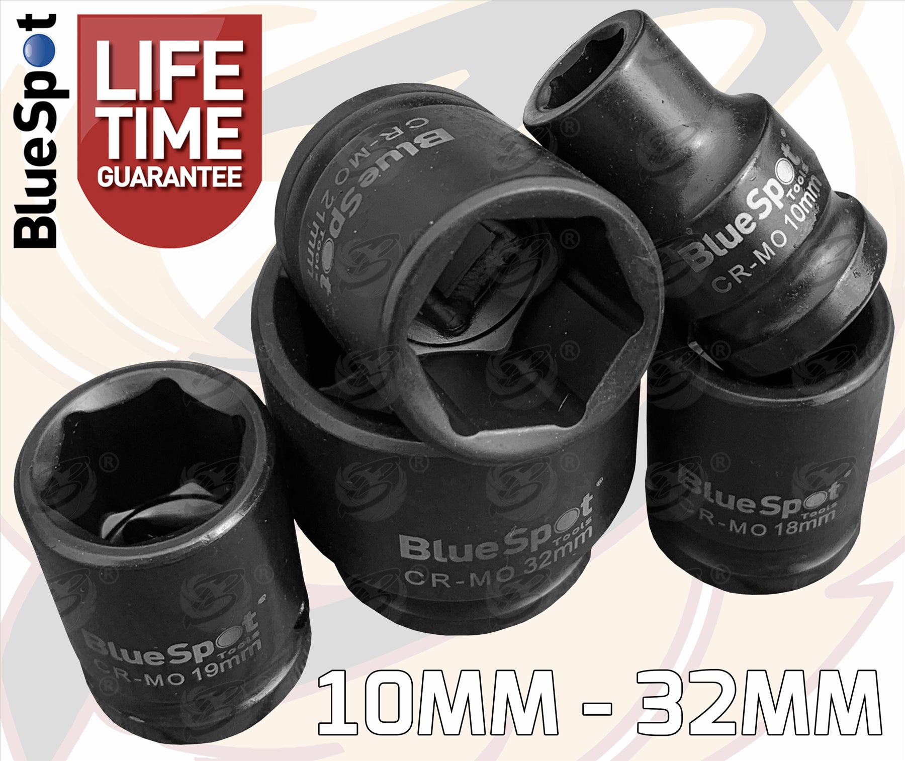 BLUESPOT 14PCS 1/2" DRIVE 6 POINT SHALLOW IMPACT SOCKETS 10MM - 32MM
