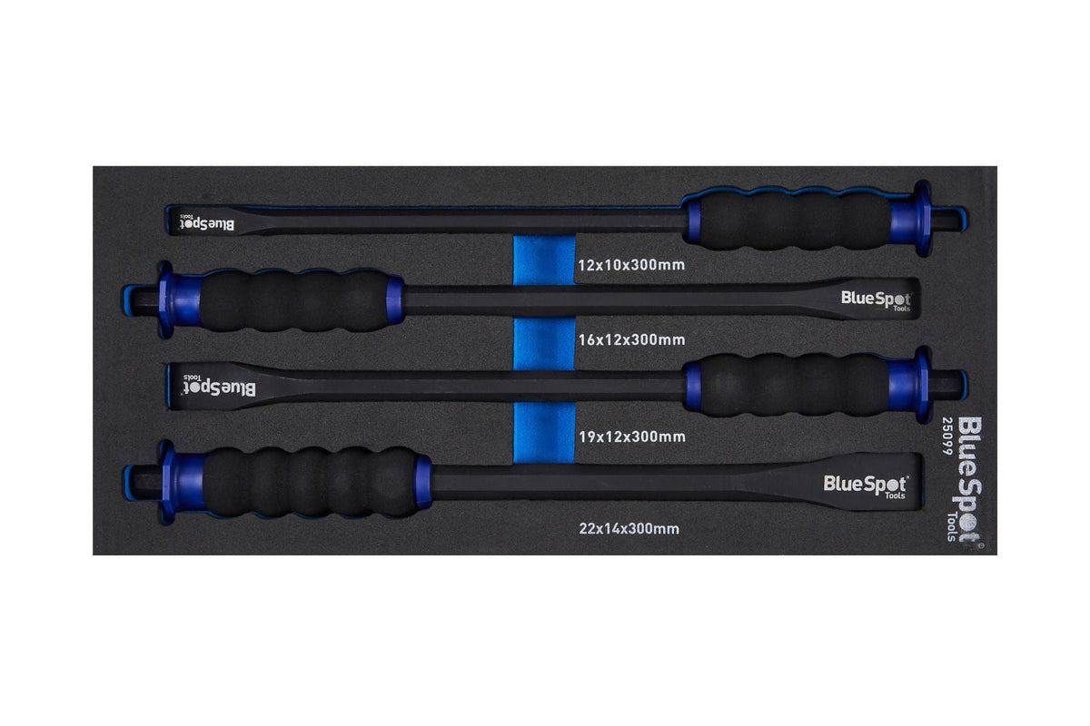 BlueSpot 4 Piece 300mm (12") Extra Long Cold Chisel Set In EVA Foam (12-22mm)  25099
