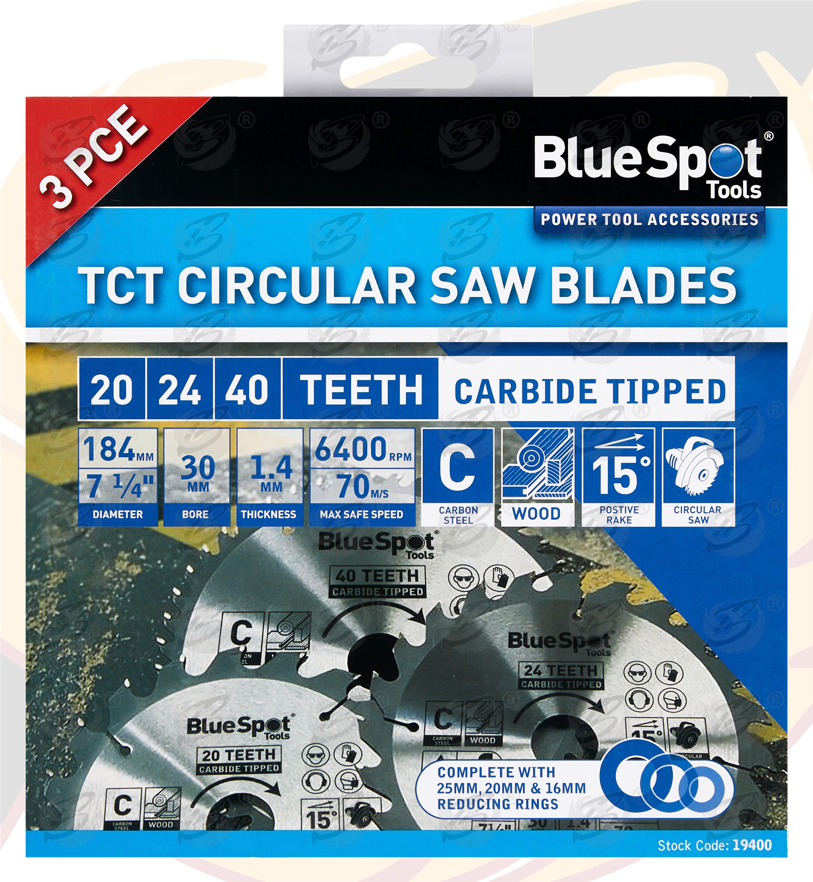 BlueSpot Circular Saw Blade 184mm x 30mm ( 20T & 24T & 40T ) ( Tct Blades ) ( 19400 )