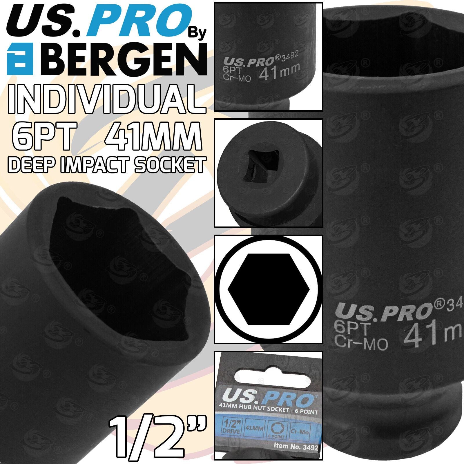 US PRO 41MM 1/2" DRIVE 6 POINT DEEP IMPACT SOCKET ( SINGLE )