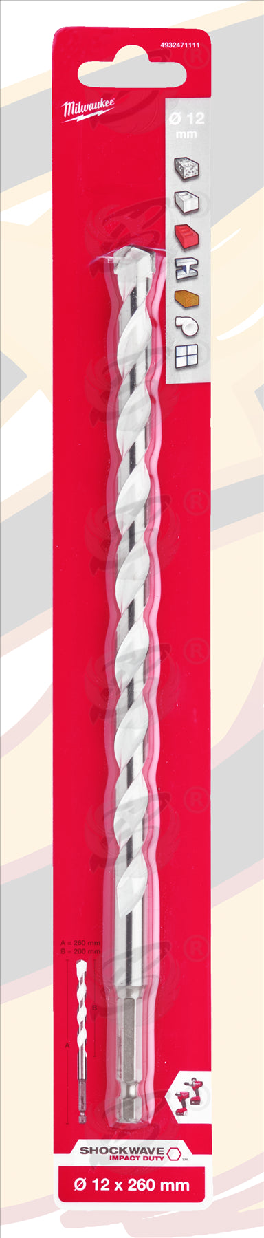MILWAUKEE 12mm x 260mm MULTI MATERIAL DRILL BIT