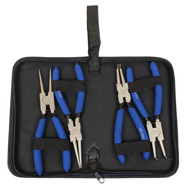 US Pro 4 Piece 7" Ni-Fe Finish Circlip Pliers Set In Zip Case  2278