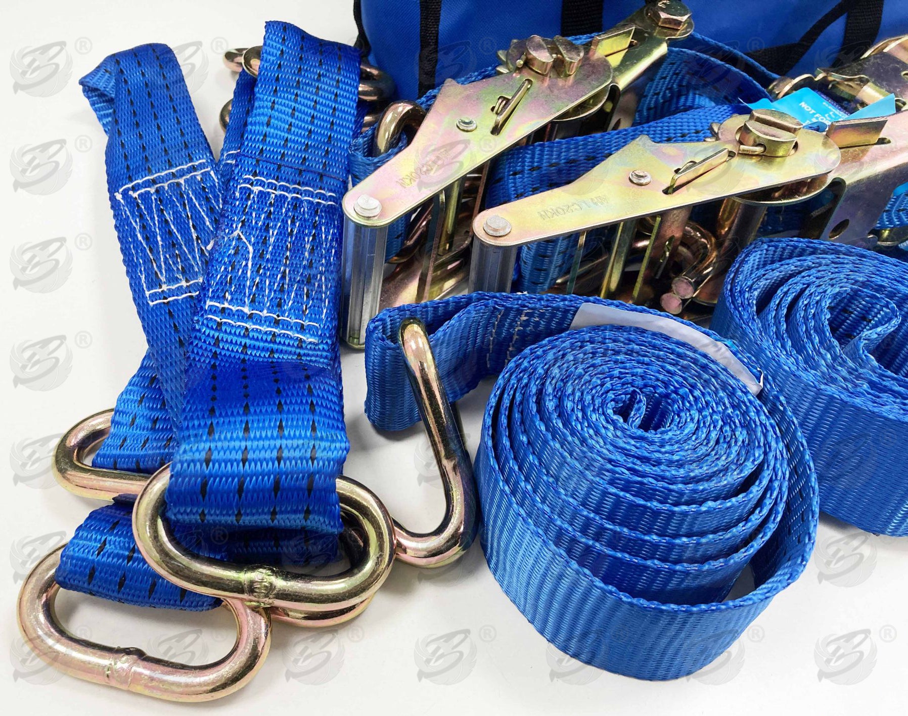 TOOLZONE 16PCS RATCHET STRAP / TIE DOWN SET ( CAR TRANSPORTER SET )