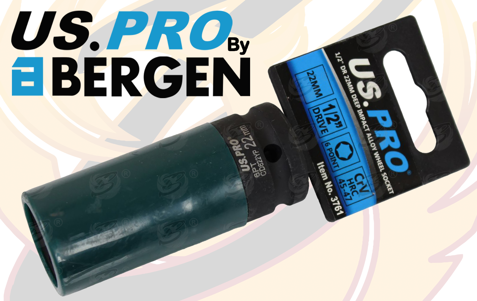 US Pro 22mm 1/2" Drive 6 Point Deep Impact Alloy Wheel Nut Socket ( 3761 )