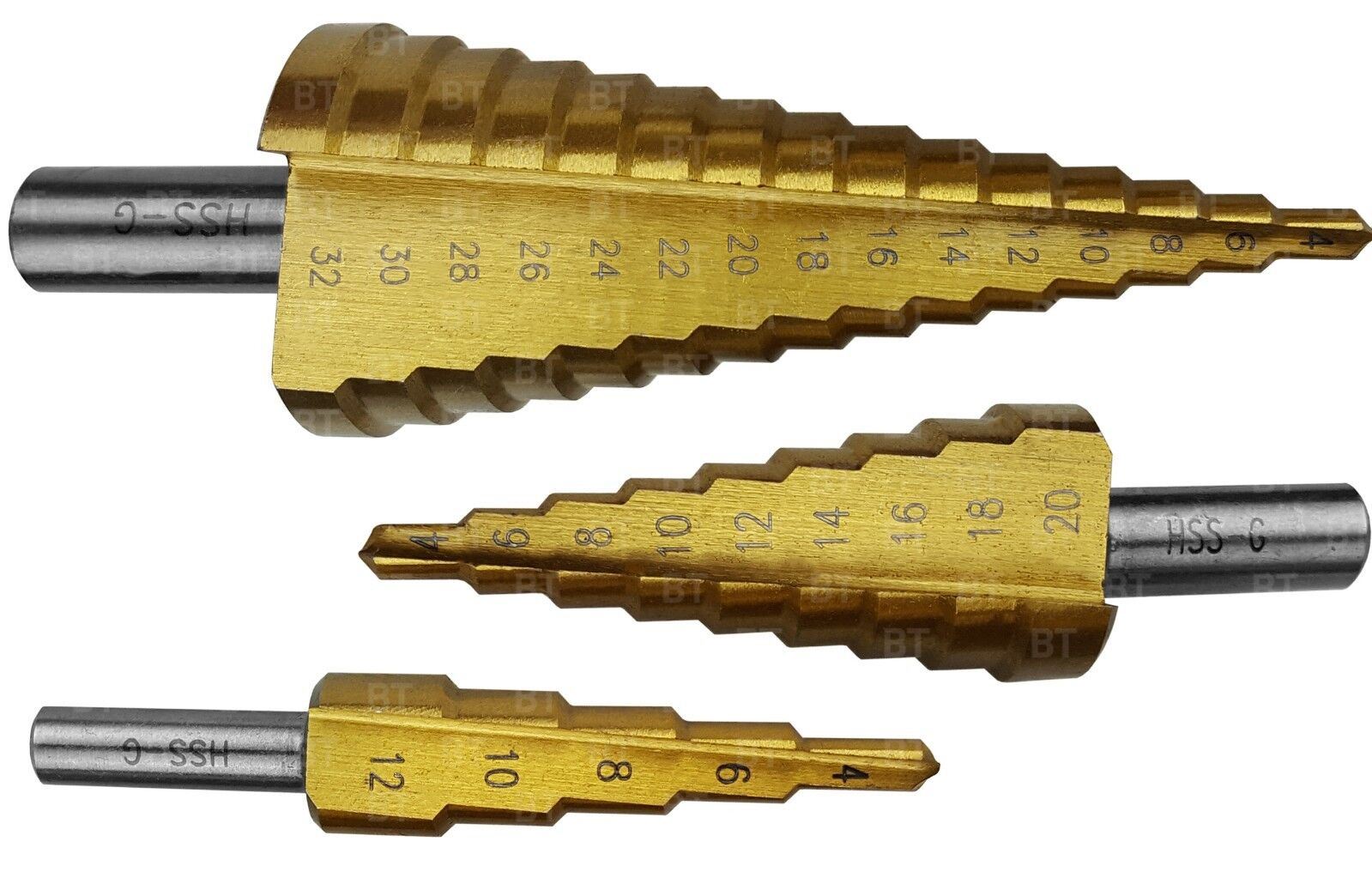 BlueSpot 3 Piece HSS Titanium Coated Step Drills 4mm - 32mm ( 20504 )