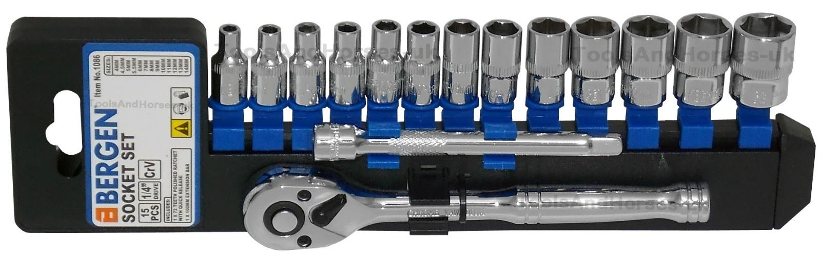 US Pro 15 Piece 1/4" Drive 6 Point Socket Set 4mm - 14mm  3226