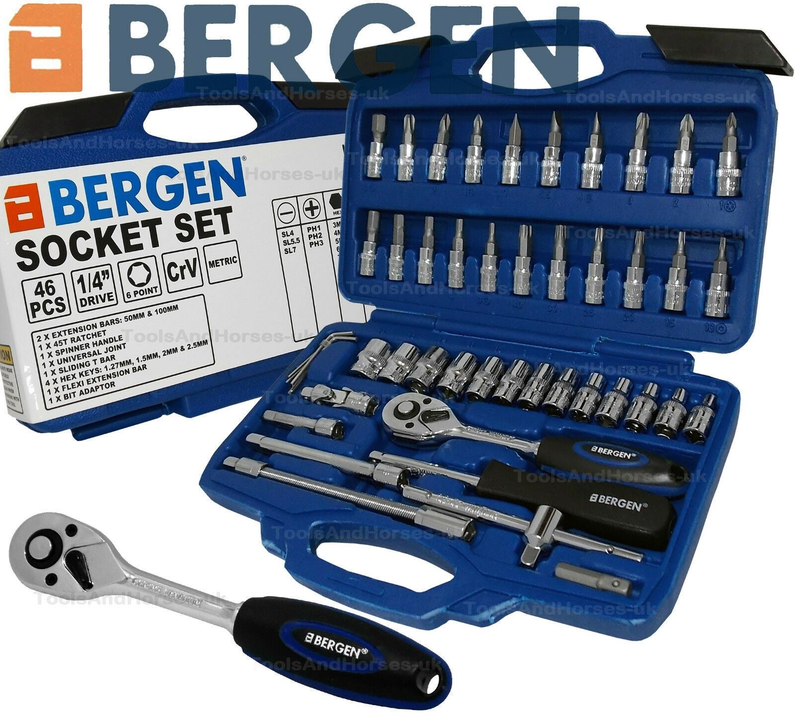 US PRO 46PCS 1/4" DRIVE SOCKET & BIT SET 4MM - 14MM