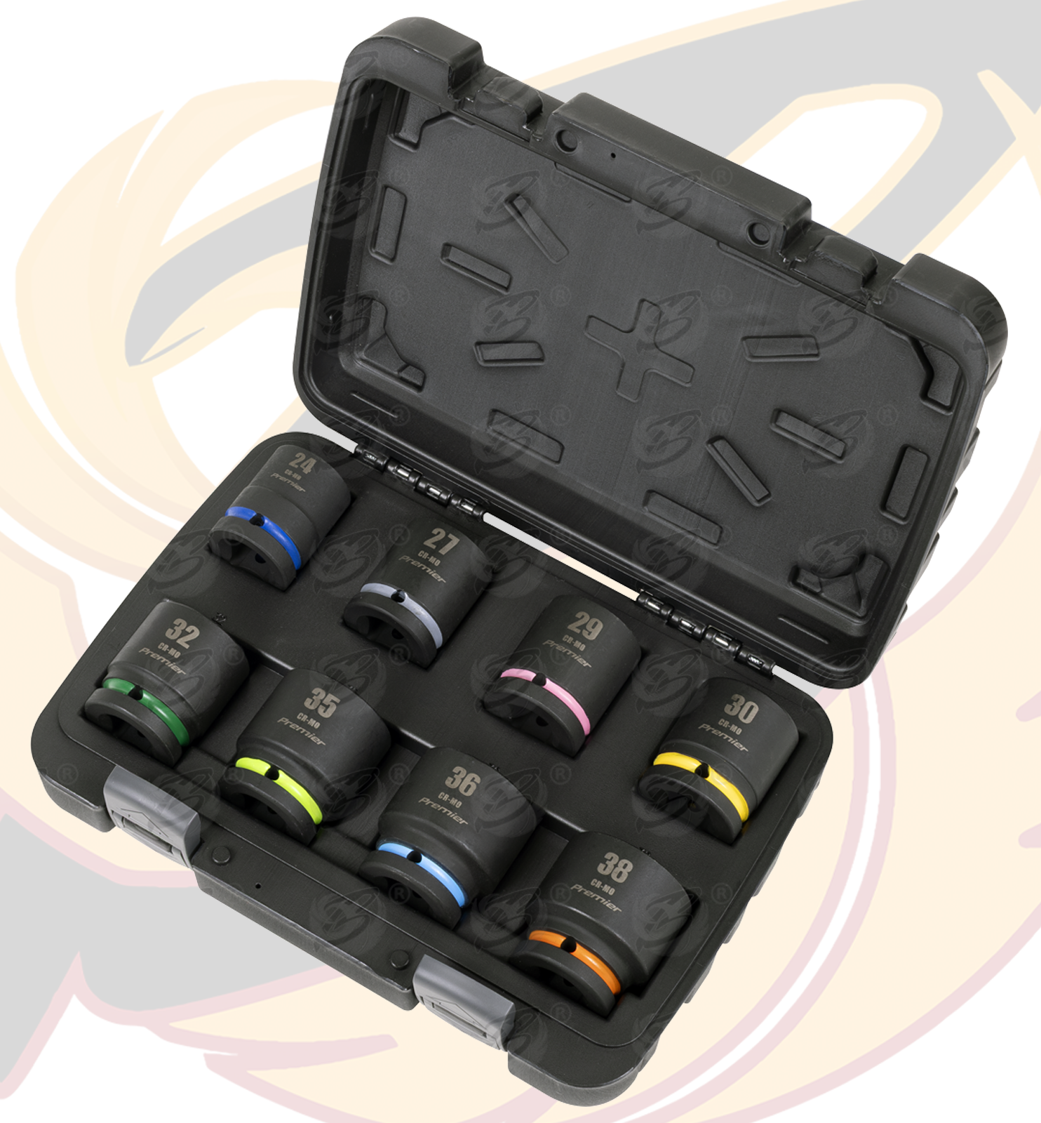 SEALEY 16PCS 3/4" DRIVE 6 POINT DEEP & SHALLOW IMPACT SOCKETS 24MM - 38MM