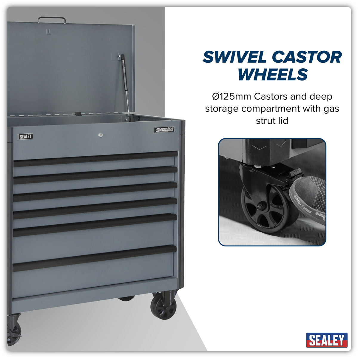 Sealey Tool Trolley 6 Drawer - Grey  AP366G