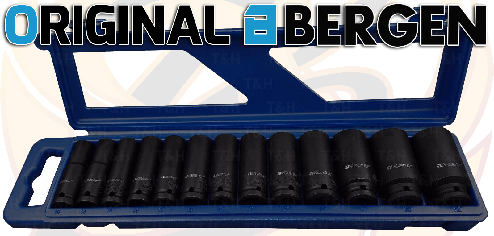 Bergen 13 Piece 1/2" Drive 12 Point Deep Impact Sockets 13mm - 32mm ( 1328 )