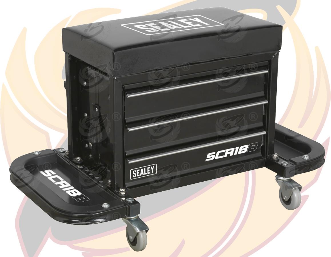 SEALEY MECHANIC STOOL / UTILTIY BOX ( BLACK )