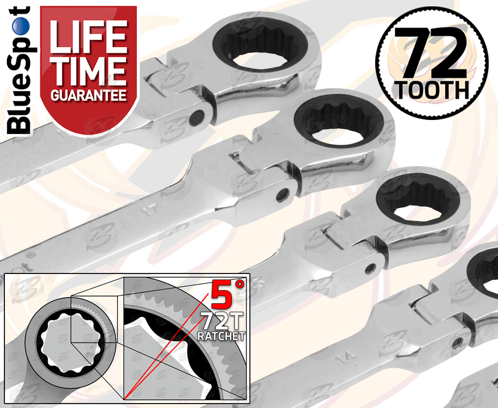BlueSpot 8 Piece Flexible Ratchet Spanner Set 8mm - 19mm ( 04300 )