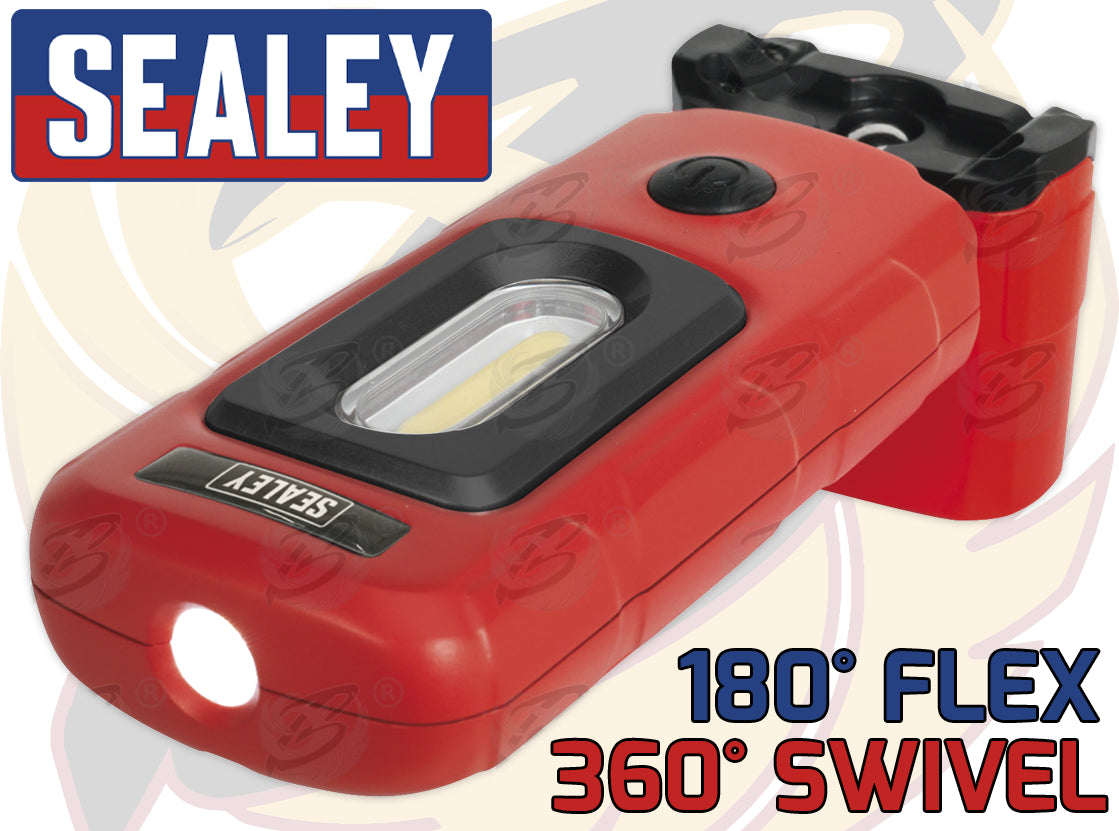 SEALEY RECHARGEABLE COB LED LI - ION WORK LIGHT ( RED )