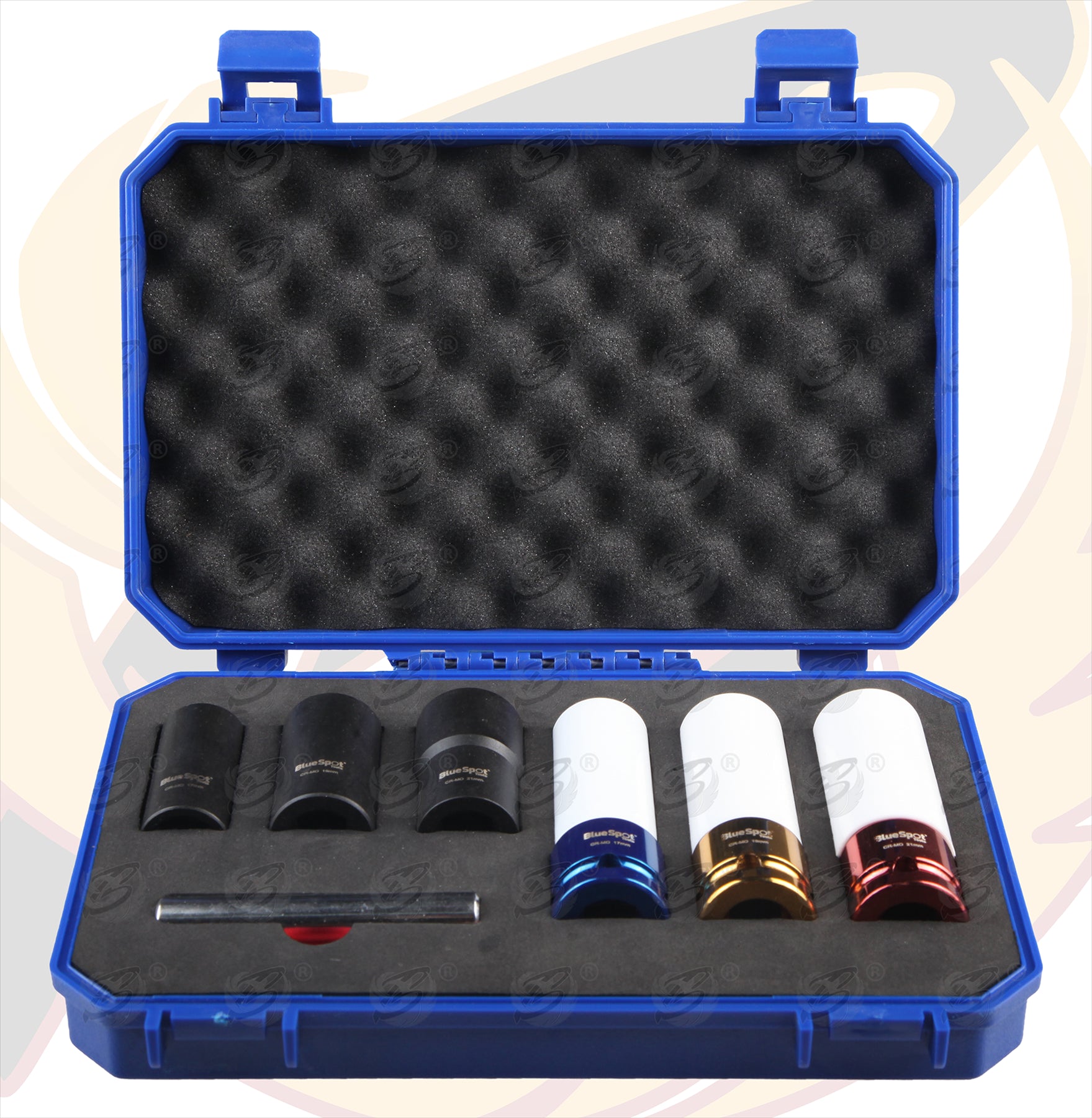 BLUESPOT 7PCS 1/2" DRIVE WHEEL NUT IMPACT TWIST SOCKET SET ( 17MM - 19MM - 21MM )