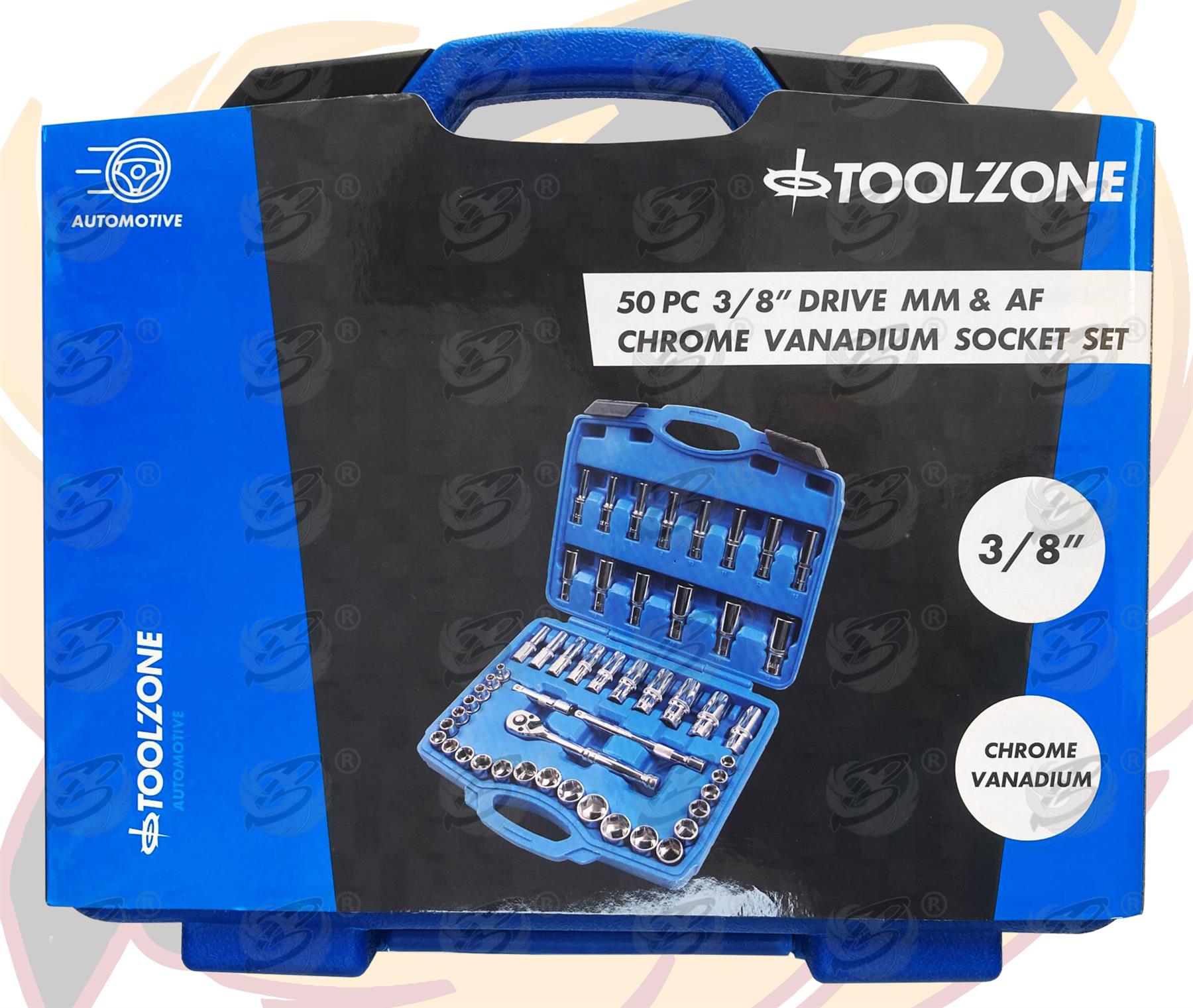TOOLZONE 50PCS 3/8" DRIVE METRIC & AF SOCKET SET 6MM - 19MM