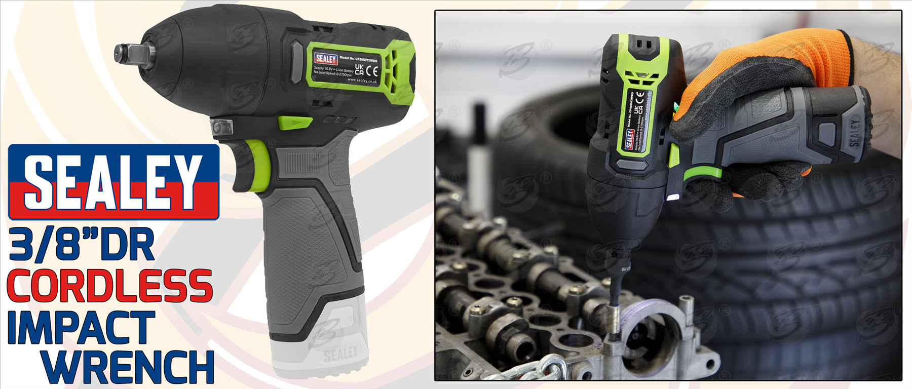 SEALEY 10.8V 3/8" DRIVE CORDLESS COMBO KIT ( DRILL - RATCHET WRENCH - IMPACT WRENCH - IMPACT DRIVER )