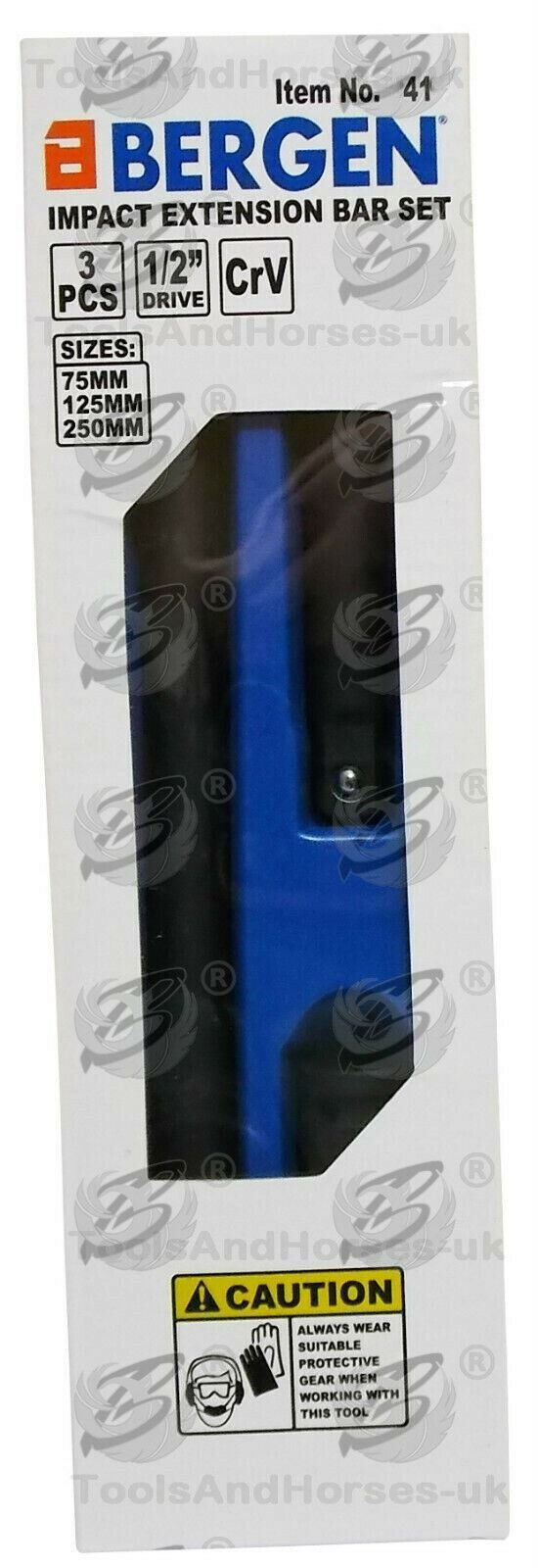 US PRO 1/2" DRIVE 30" LONG BREAKER BAR & 3PCS 1/2" DRIVE IMPACT EXTENSION BARS 75MM - 125MM - 250MM