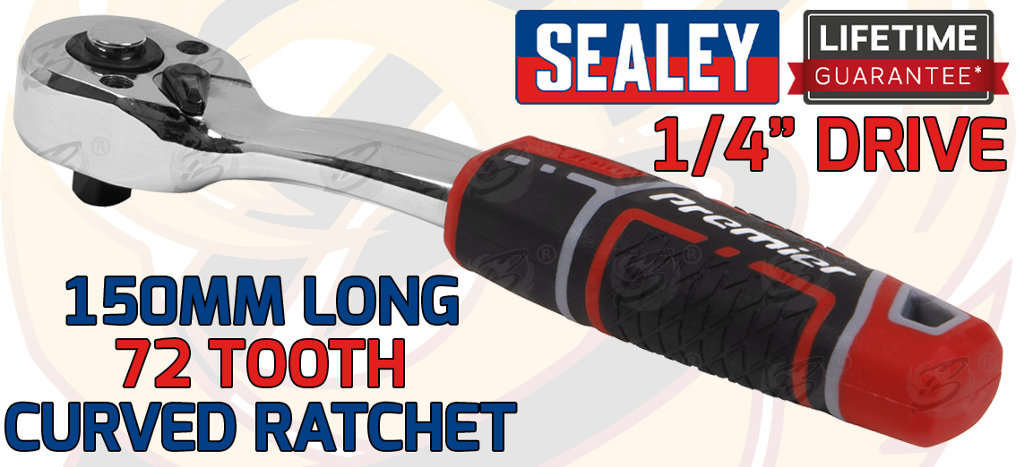 Sealey 1/4" Drive 72 Tooth Curved Ratchet Handle ( AK8937 )