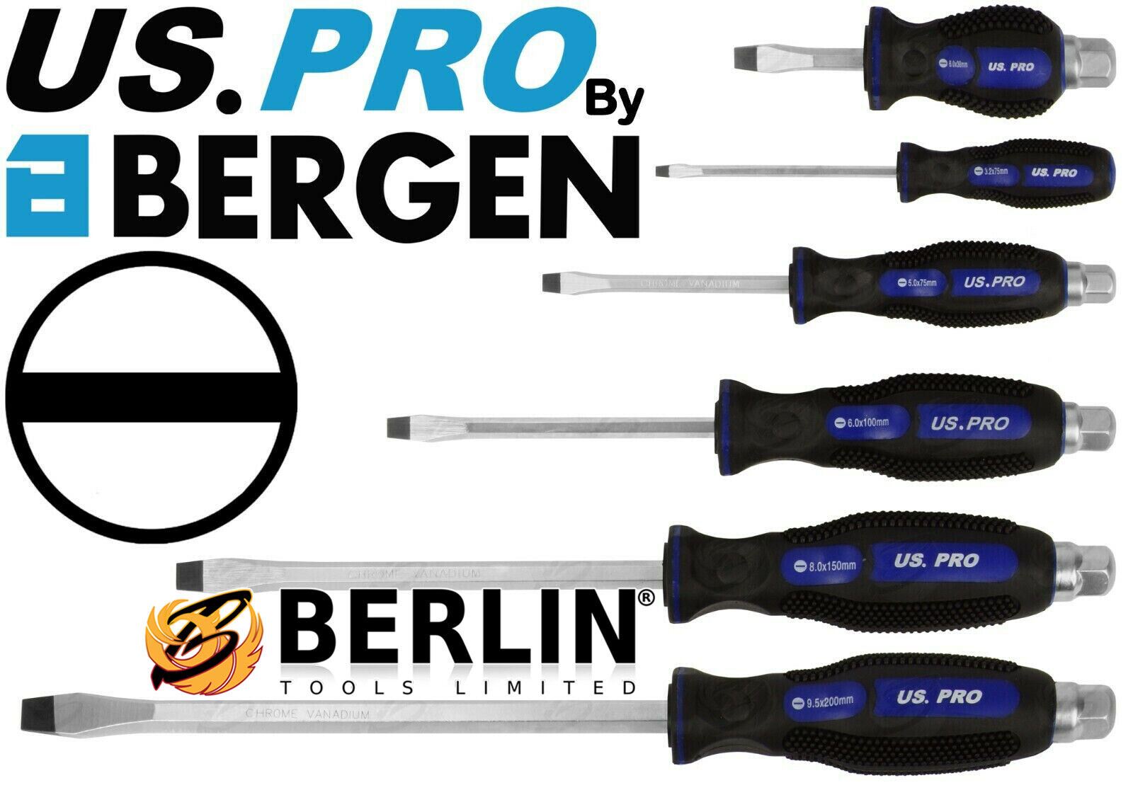 US Pro 12 Piece Magnetic Go Through Screwdriver Set ( Slotted - PHillips ) 1610