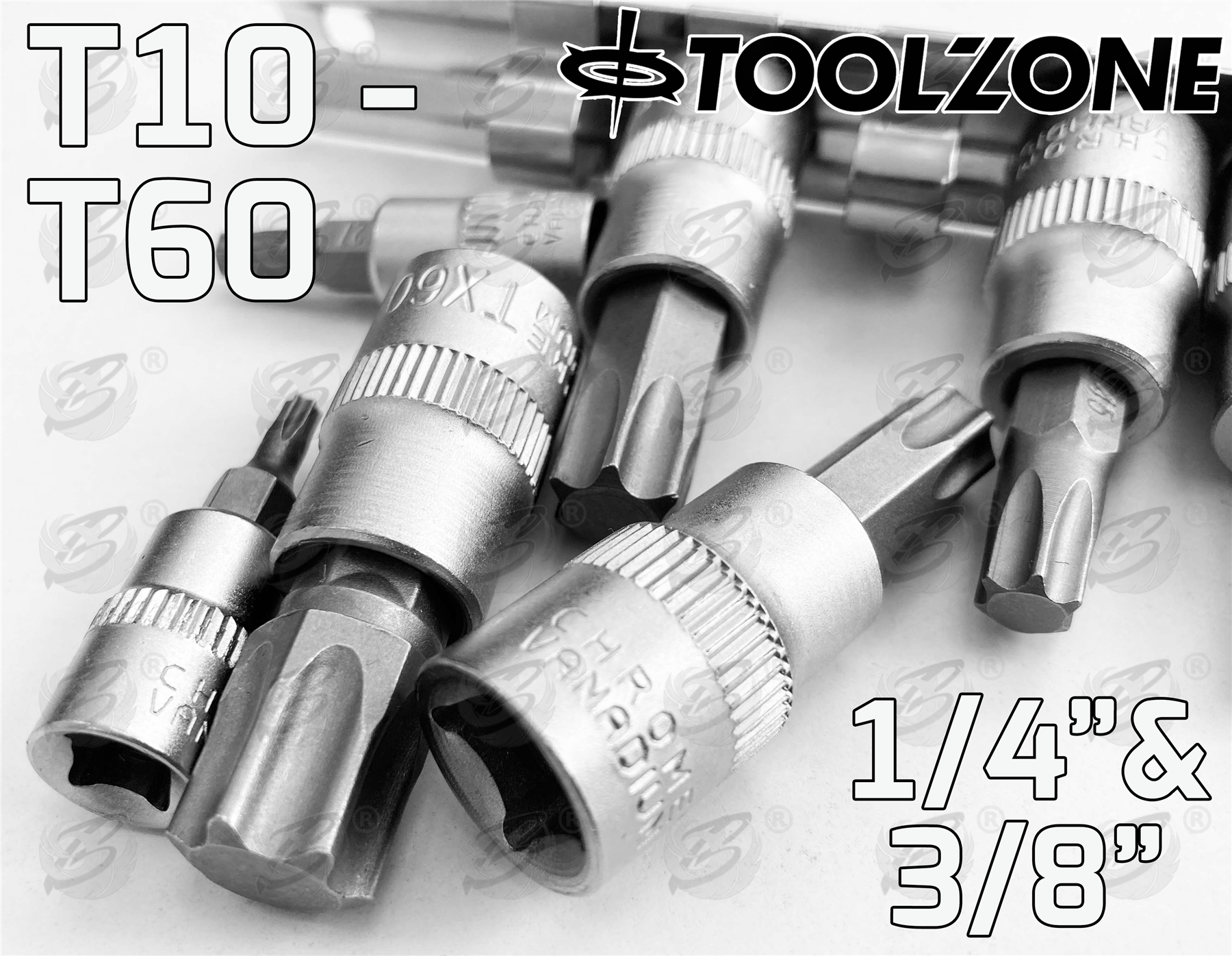 Toolzone 11 Piece 1/4" & 3/8" Drive Torx Bit Sockets T10 - T60 ( SD078 )