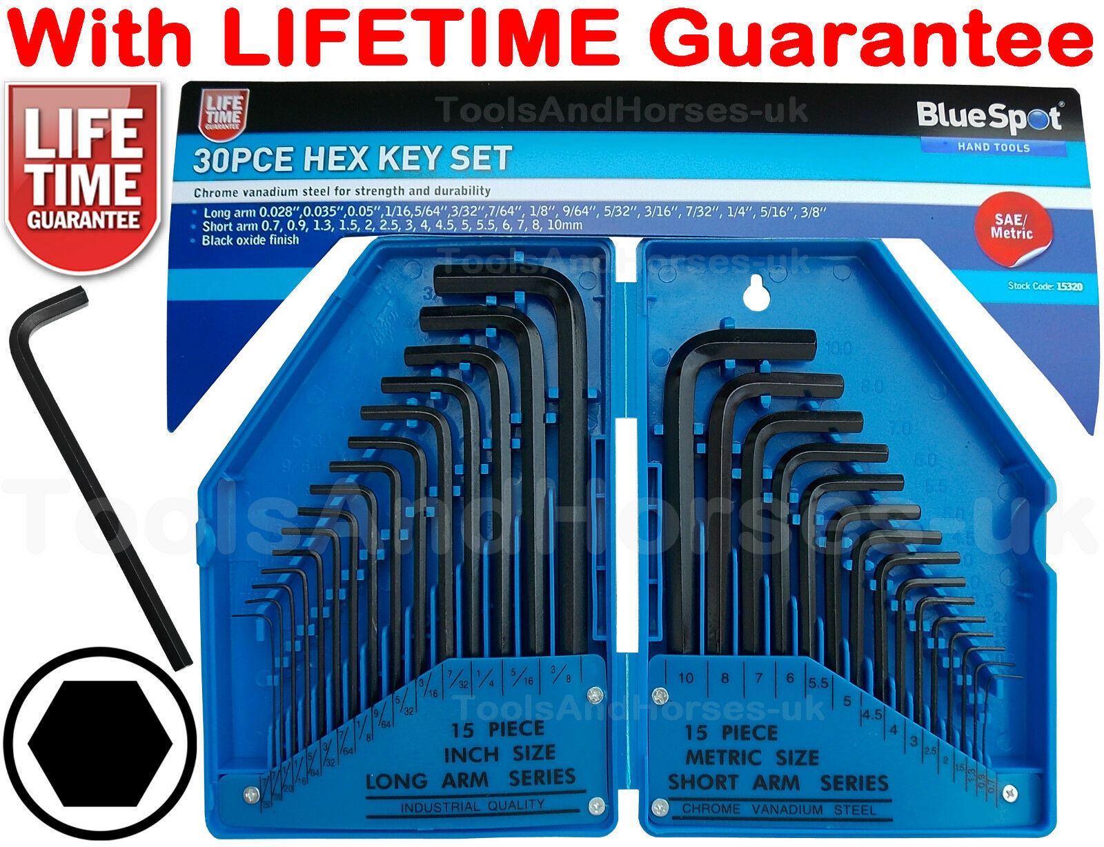 BLUESPOT 30PCS HEX / ALLEN KEY SET 0.7MM - 10MM