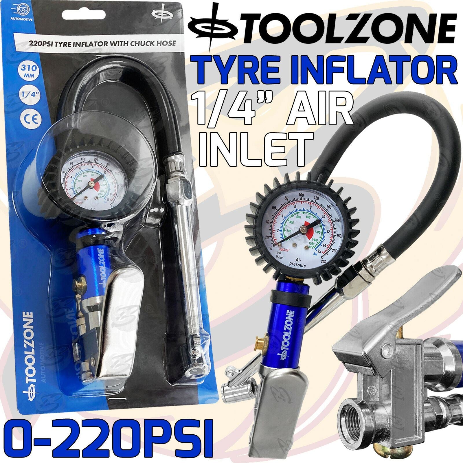 TOOLZONE 220PSI TYRE INFLATOR