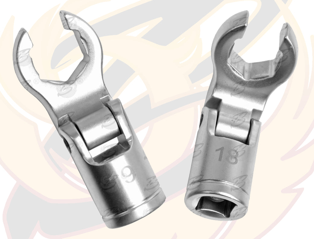 US PRO 6PCS 3/8" DRIVE FLEXIBLE CROWS FOOT WRENCH SOCKETS ( 12MM - 19MM ) ( CHROME )