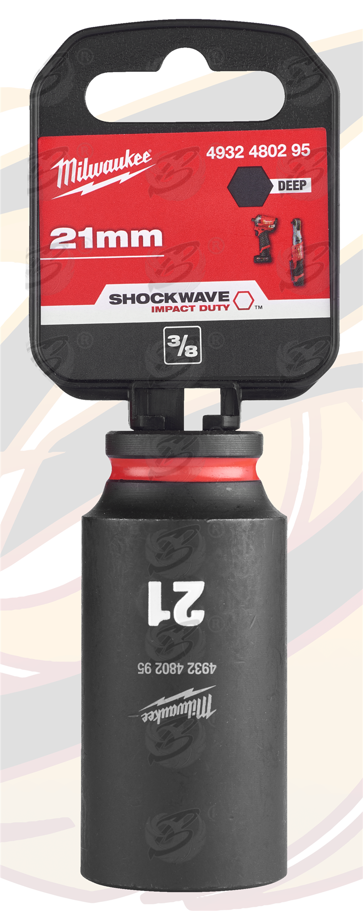 Milwaukee 21mm 3/8" Drive 6 Point Deep Impact Socket ( Single ) ( 4932480295 )