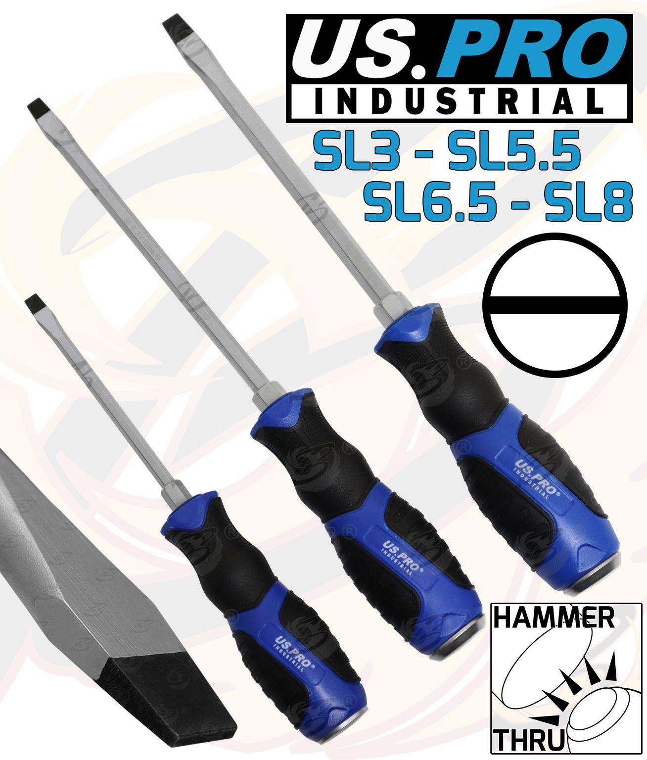 US PRO INDUSTRIAL 10PCS MAGNETIC GO THROUGH SCREWDRIVER SET ( SLOTTED - PHILLIPS )