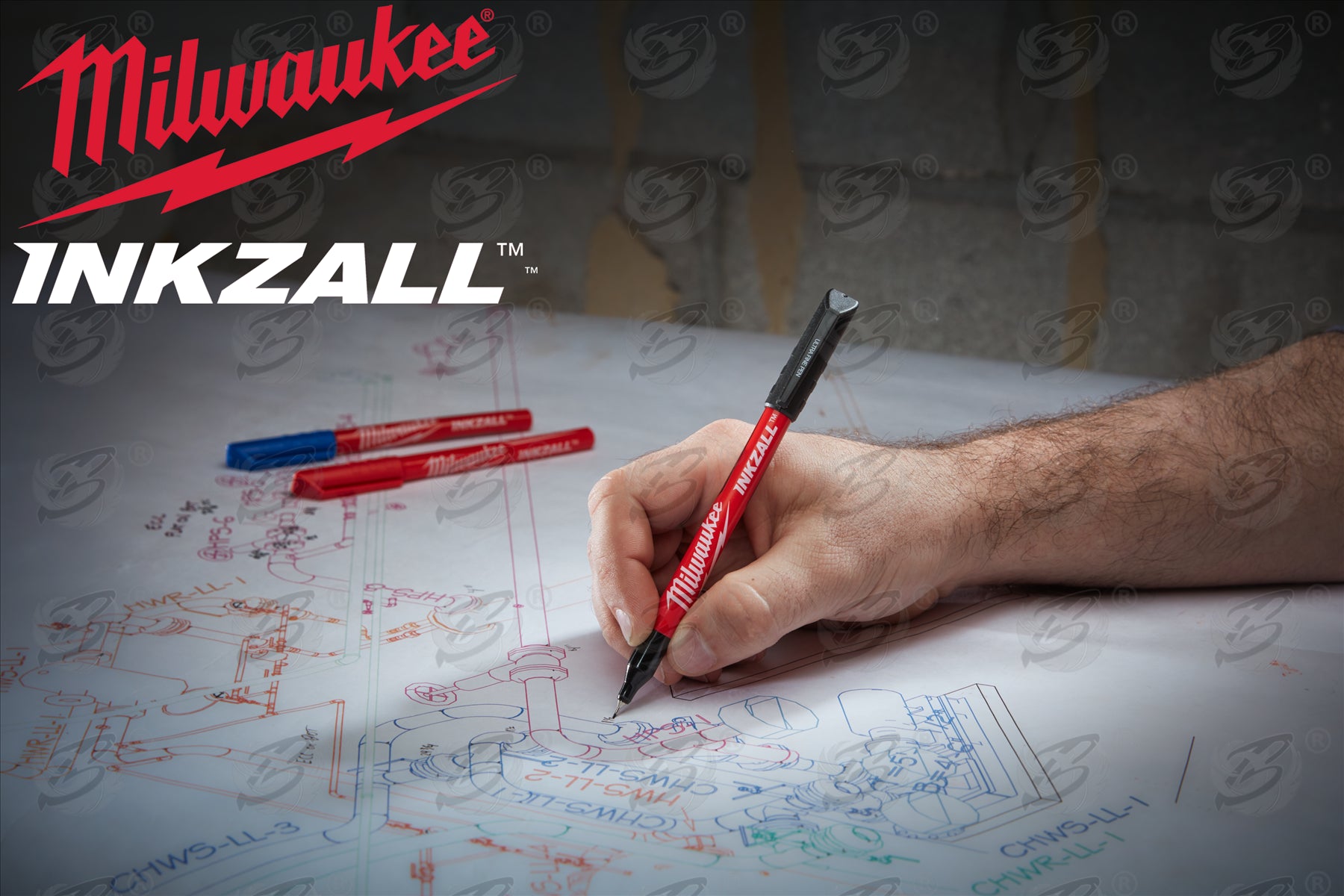 MILWAUKEE INKZALL ULTRA FINE POINT 0.6MM MARKER PENS ( X 4 )