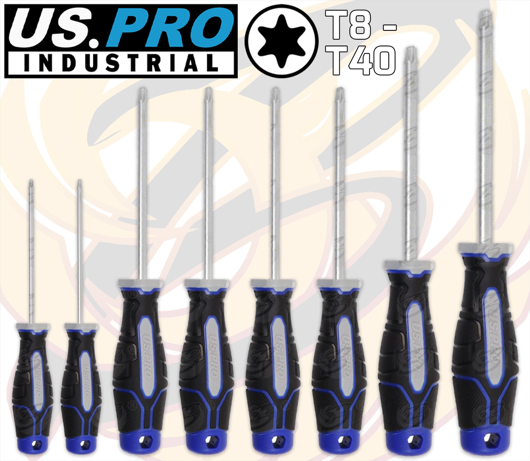 US PRO INDUSTRIAL 8PCS MAGNETIC TORX SCREWDRIVER SET T8 - T40