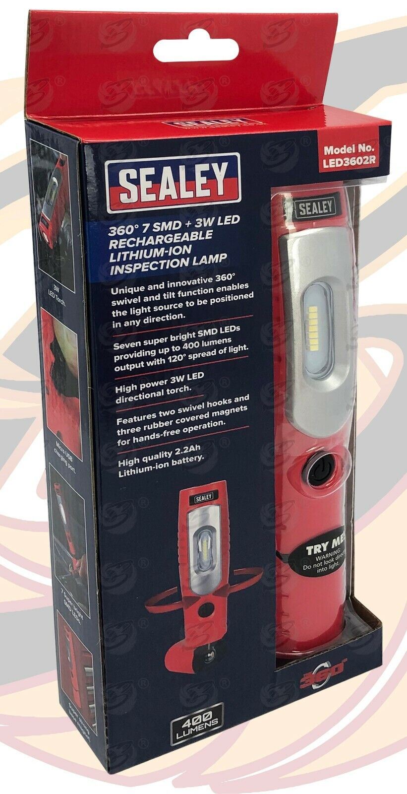 Sealey Rechargeable Smd Led Li - Ion Work Light ( Red )  LED3602R