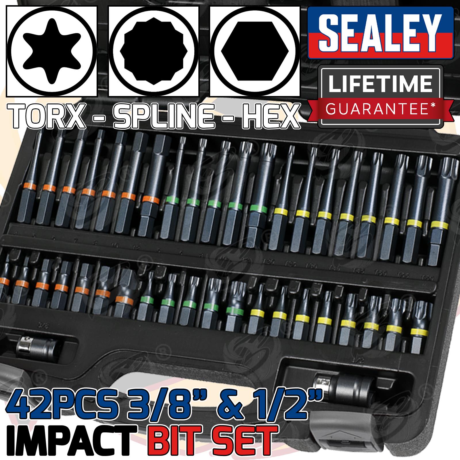 SEALEY 42PCS 3/8" & 1/2" DRIVE IMPACT HEX & TORX & SPLINE BIT SOCKETS