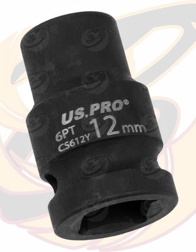 US PRO 12MM 1/2" DRIVE 6 POINT SHALLOW IMPACT SOCKET ( SINGLE )