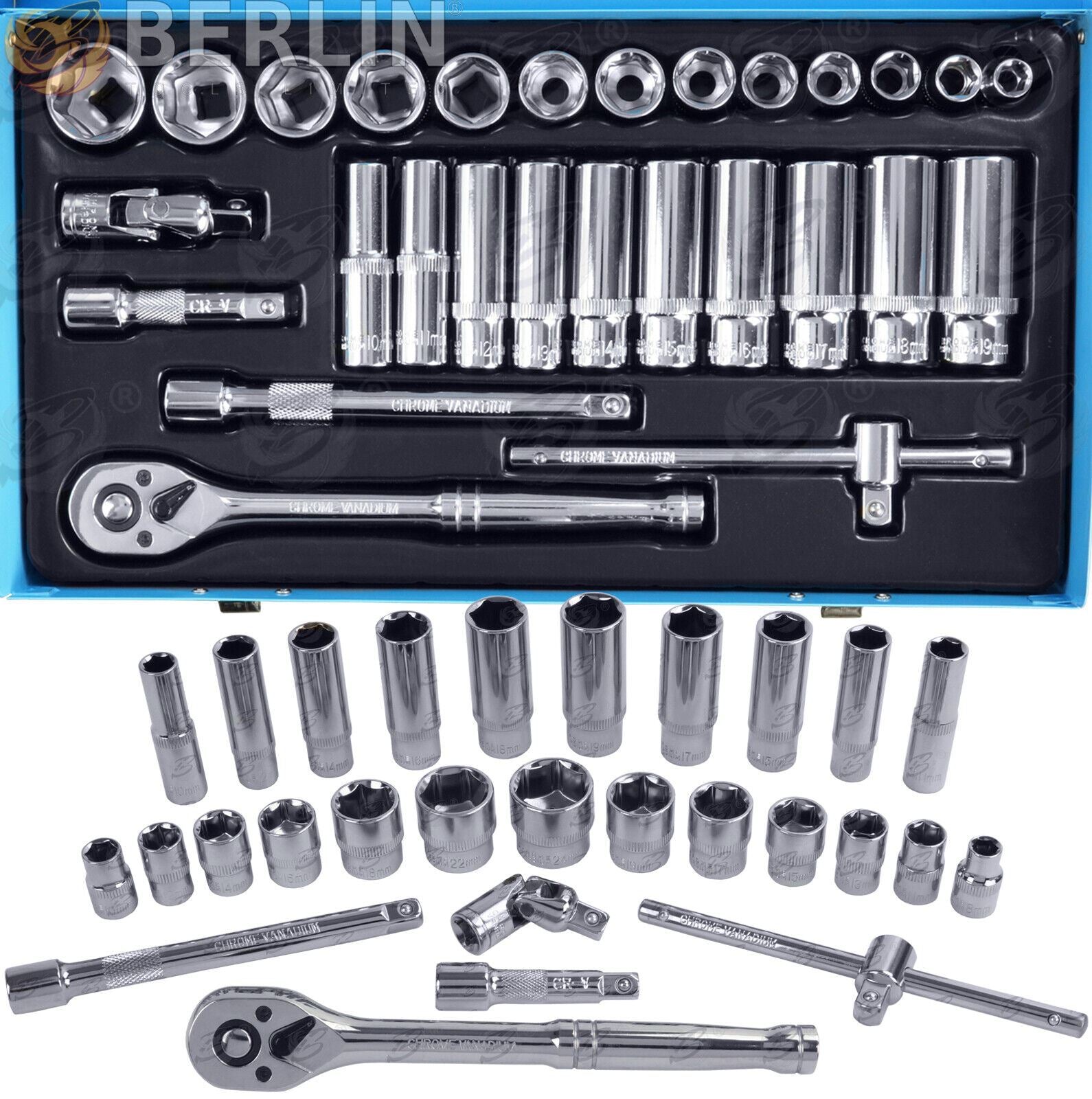 BlueSpot 28 Piece 3/8" Drive 6 Point Socket Set 8mm - 24mm 01547