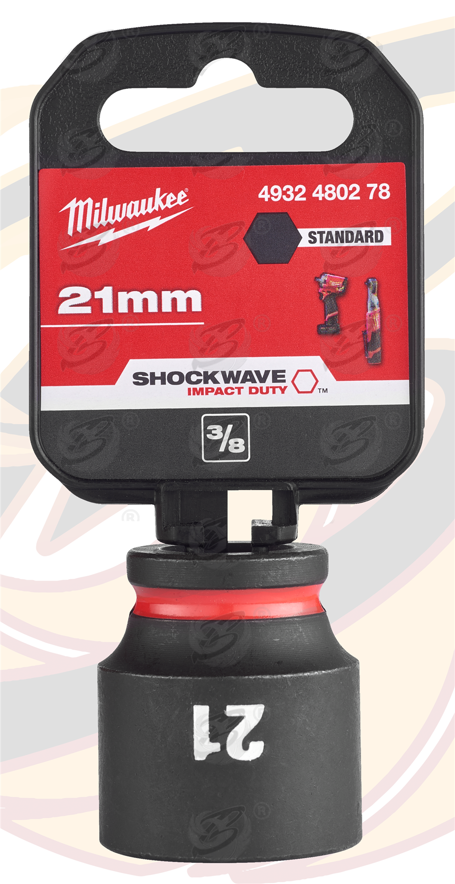 Milwaukee 21mm 3/8" Drive 6 Point Shallow Impact Socket ( Single ) ( 4932480278 )