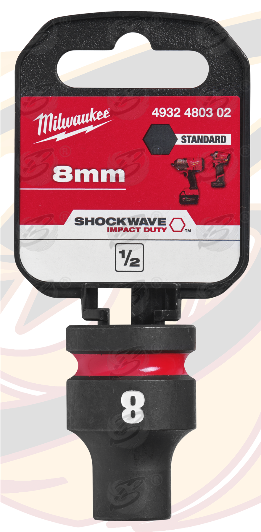 Milwaukee 8mm 1/2" Drive 6 Point Shallow Impact Socket ( Single ) ( 4932480302 )