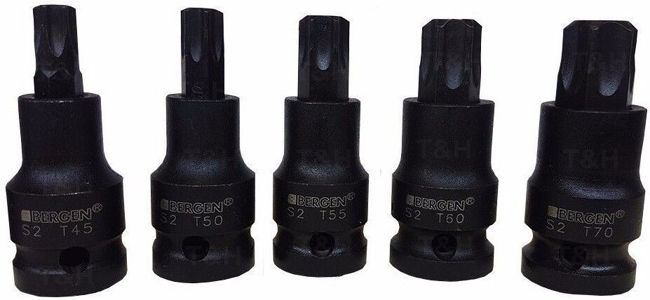 US Pro 10 Piece 1/2" Drive Impact Torx Bit Sockets T20 - T70 2087