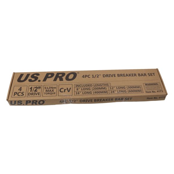 US Pro 4 Piece 1/2" Drive Breaker Bar Set  4173