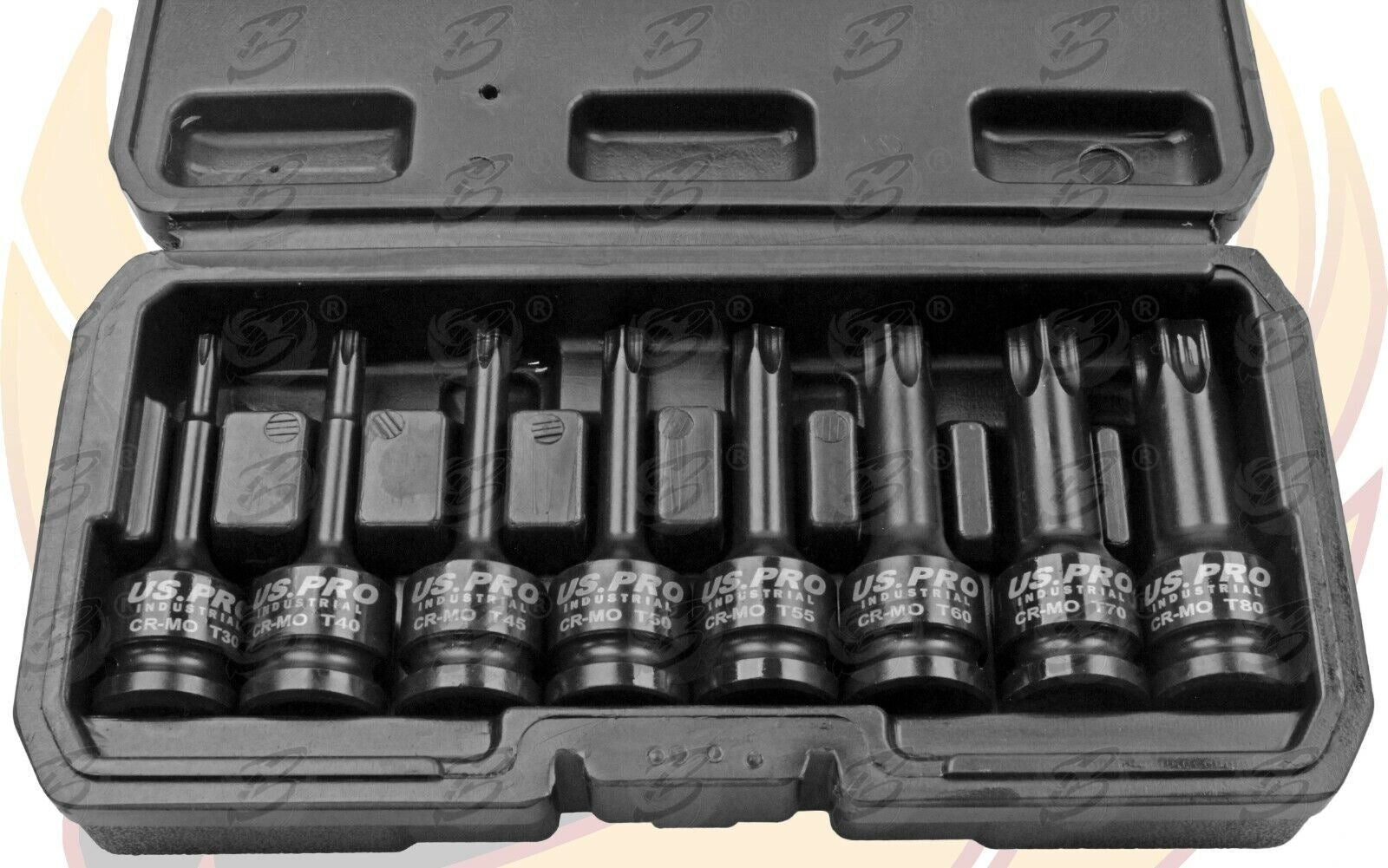 US PRO INDUSTRIAL 8PCS 1/2" DRIVE IMPACT TORX BIT SOCKETS T30 - T80