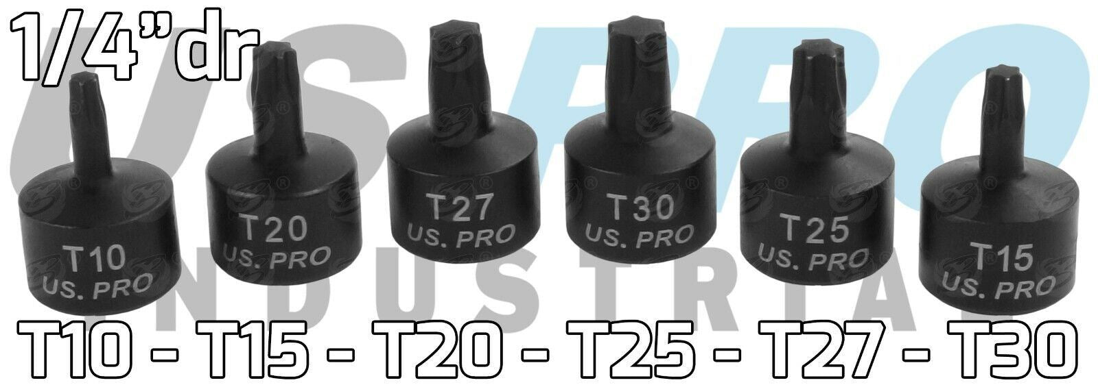 US PRO 10PCS 1/4" & 3/8" DRIVE STUBBY IMPACT TORX BIT SOCKETS T10 - T50