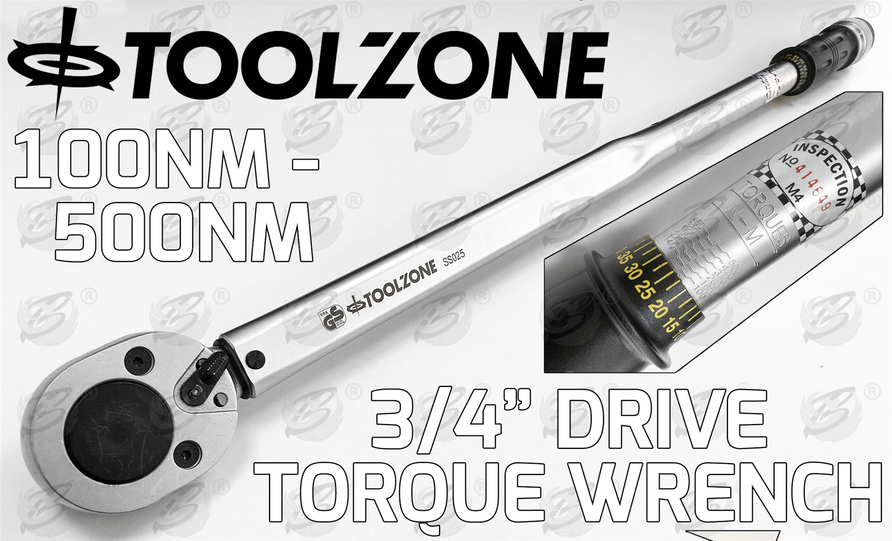 Toolzone 3/4" Drive Calibrated Torque Wrench 100Nm - 500Nm SS025