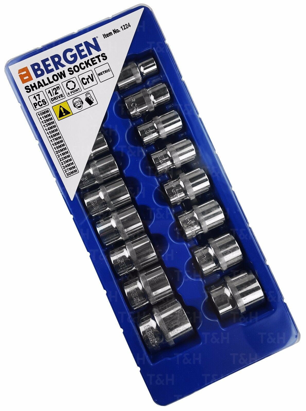 US PRO 17PCS 1/2" DRIVE 6 POINT SHALLOW SOCKETS 10MM - 30MM