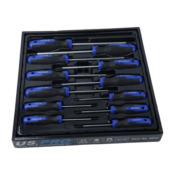 US Pro 12 Piece Star Screwdriver Set T6 - T45  4633