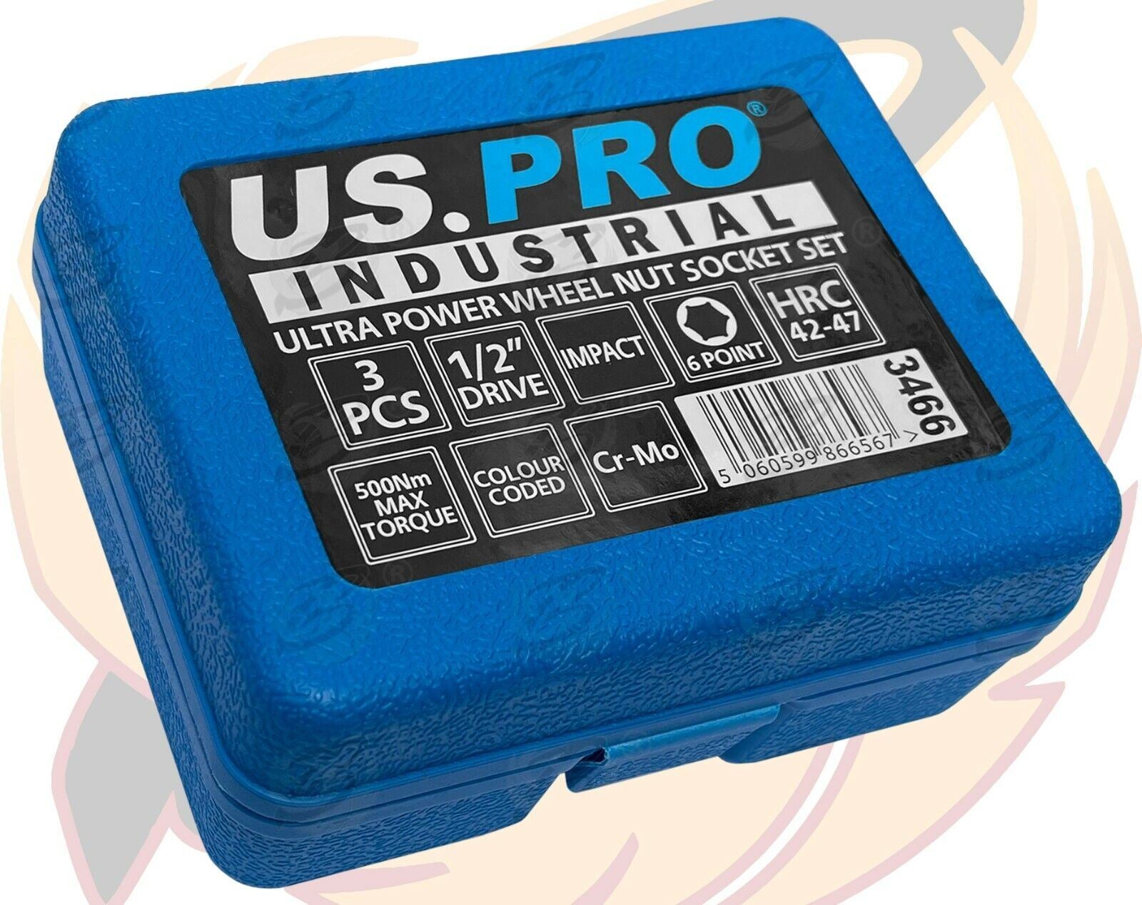 US PRO INDUSTRIAL 3PCS 1/2" DRIVE IMPACT ALLOY WHEEL NUT SOCKETS 17MM - 21MM