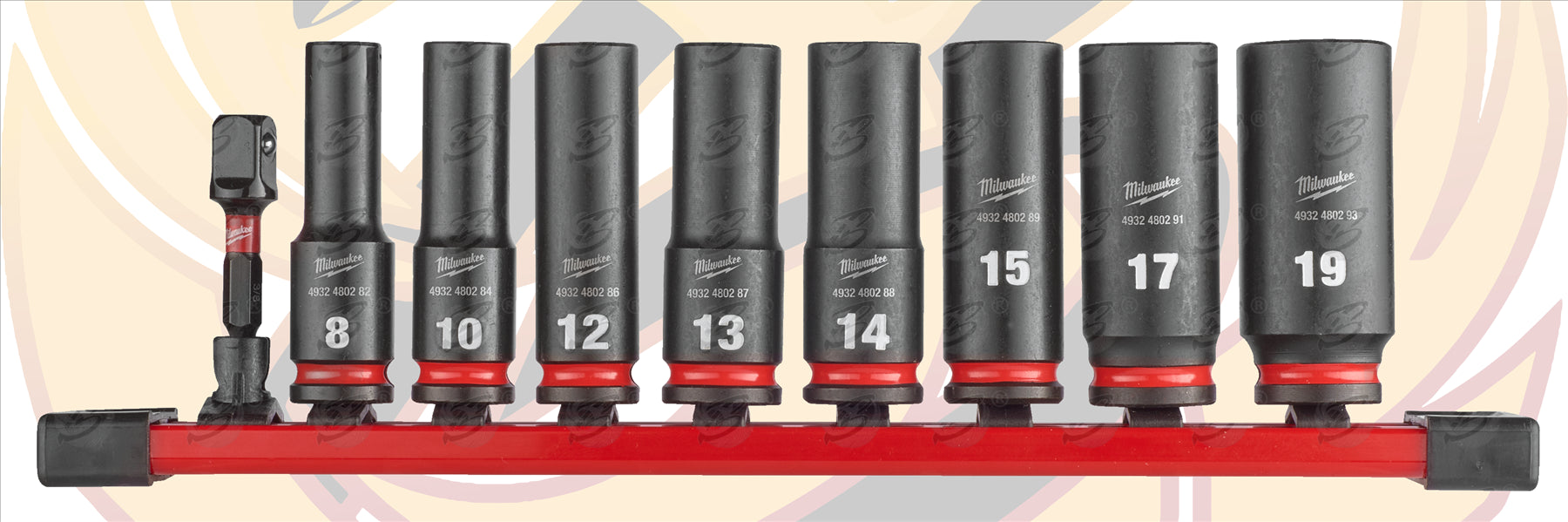 MILWAUKEE 9CS 3/8" DRIVE 6 POINT DEEP IMPACT SOCKETS 8MM - 19MM ( SHOCKWAVE IMPACT DUTY )